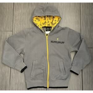 Harry Potter Zip-Up Fleece Hoodie Hufflepuff Kids Size Medium Gray Universal